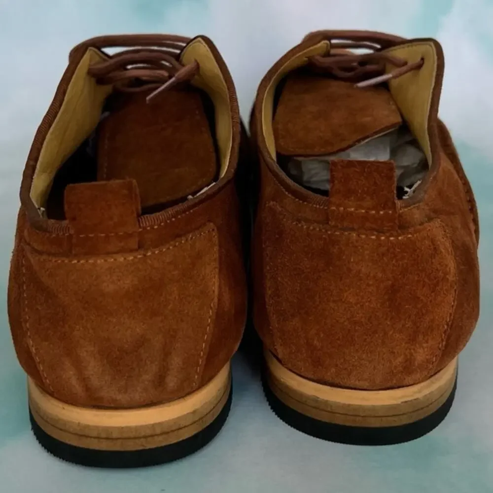 Fashinism Handmaded Men's Brown Soft Suede Shoes with Laces Size 40 EU / 9.5 US - Picture 5 of 10